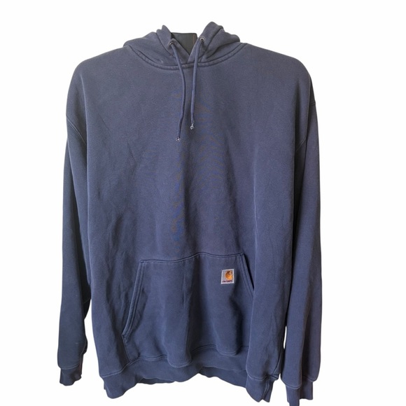 Mens Vintage 1990s Carhartt Charcoal Hoodie with Logo Patch | Size XL - Picture 6 of 6